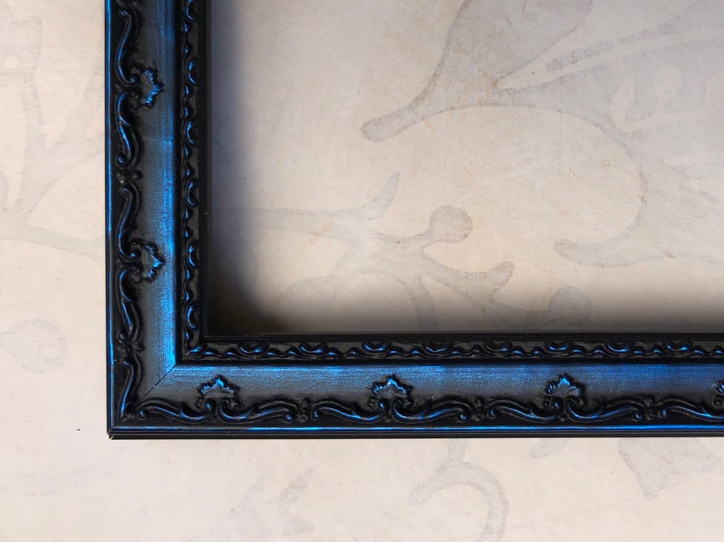 Indigo Blue Ornate Picture Frame- Metallic Carved- Custom Photo Frame- A5 A4 A3 5x5 8x8 8x10 8.5x11 9x12 10x10 11x14 12x12 12x16 12x18 16x20 