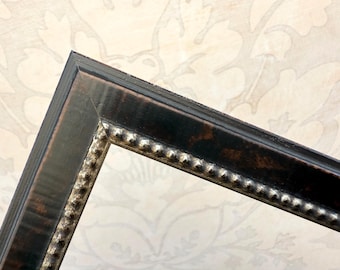 Natural Wood Picture Frame w/Silver Bead 4x4,4x6,5x5,5x7,8x8,8x10,10x10,8.5x11 + Custom Sizes, Rustic Dark Wood Frame, Wood Diploma Frame