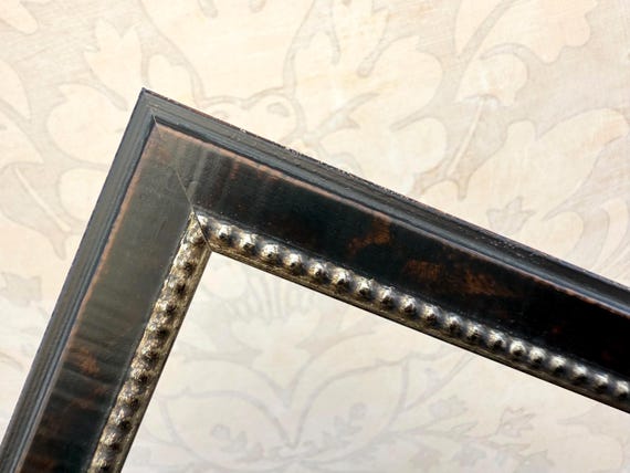 Natural Wood Picture Frame w/Silver Bead 4x4,4x6,5x5,5x7,8x8,8x10,10x10,8.5x11 + Custom Sizes, Rustic Dark Wood Frame, Wood Diploma Frame