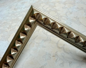 Vintage Silver Picture Frame w/Unique Pyramid Detail, Custom Sizes, 4x4 6x8 8x8 8x10 8.5x11 9x12 11x14 12x12 16x20 24x30 A2 A3 A4 A5