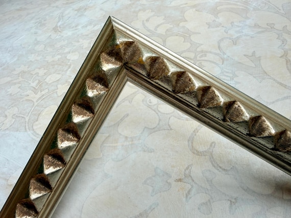 Vintage Silver Picture Frame w/Unique Pyramid Detail, Custom Sizes, 4x4 6x8 8x8 8x10 8.5x11 9x12 11x14 12x12 16x20 24x30 A2 A3 A4 A5