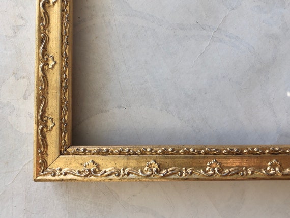 Antique French Gilt Embossed Brass Photo Picture Frame Easel Back Glass  Front x2