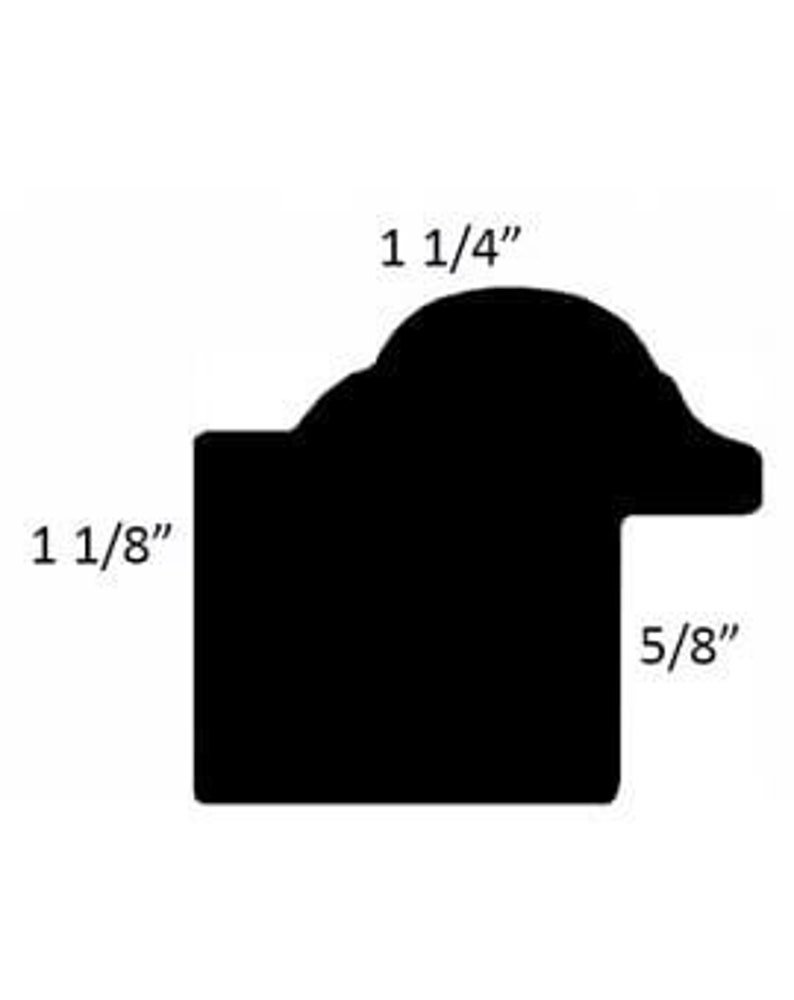 May include: A black picture frame with a decorative, ornate design. The frame measures 1 1/8 inches wide, 1 1/4 inches tall, and 5/8 inches deep.