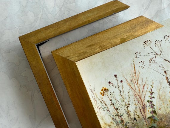 Metallic Dark Gold Brass Picture Frame- Stretcher Bar Depth- Custom Sizes- 8x10 11x14 16x20 20x24 24x36 30x40 A1 A2 A3 A4