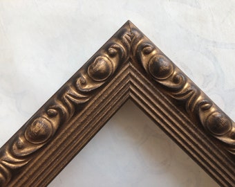 1.25" Antique Gold Picture Frame w/Hearts Detail- Custom Framing- A5 A4 A3 A2 A1 4x6 5x7 8x10 8x8 9x12 11x14 16x20 18x24 20x24 20x30 24x36