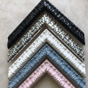 Ornate Picture Frames- Victorian Lacquers- Black, White, Silver, Blue & Pink- 5x7 8x10 8x12 8.5x11 9x12 11x14 12x16 18x24 20x30 24x30 A4 A3