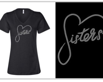 Sisters by Heart Rhinestone Template for Cricut, Sisters SVG for Shirts ...