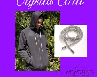 Rhinestone Hoodie Cord, Bling String, Crystal Drawstring, Crystal Hoodie Strings Rhinestone String, Hoodie drawstring - 6MM- 53 INCHES LONG