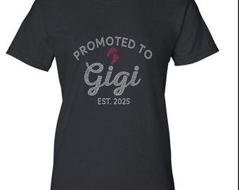 Promoted to Gigi 2025 Rhinestone T-shirt