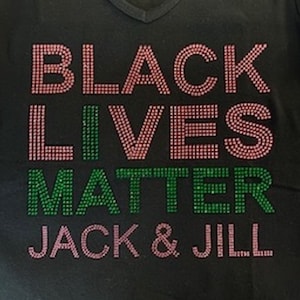 Jack and Jill of America I MATTER, Black Lives Matter Bling Tee in Pink and Green