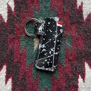 Leather LIGHTER keychain with key ring for use with BIC lighter - lighter cover keychain handmade - customizable