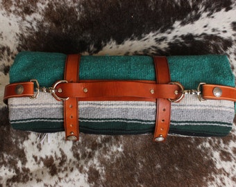 Genuine Leather BLANKET CARRIER - with Arm Strap - Yoga Mat Carrier - customizable