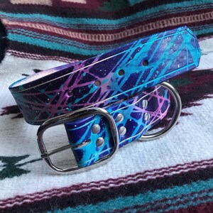 Cosmic Dog Collar - Wide Leather Dog Collar - 1 3/4&quot; inch width - Handmade Dog Collar - customizable