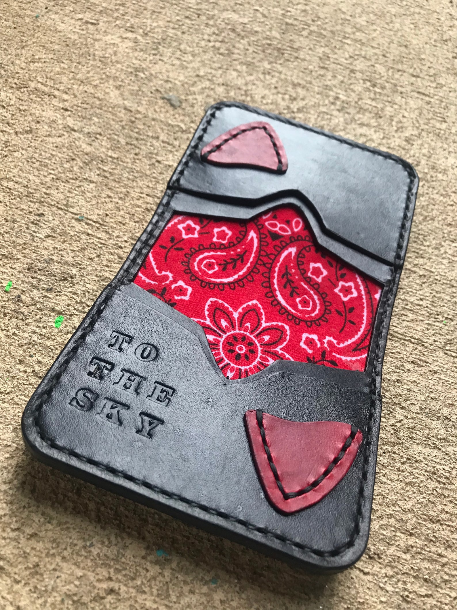 Leather Bifold Wallet 4 Pocket Bandana Interior Duel Etsy