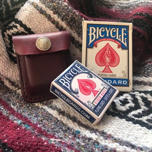 Étui pour cartes à jouer en cuir MINI - Cuir véritable fait main - personnalisable