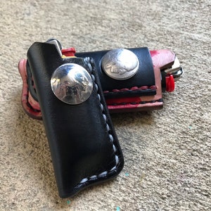 Leather LIGHTER case for use with MINI BIC lighter - lighter cover with Buffalo Nickel handmade - customizable