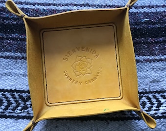 BANDEJA DE VALET de couro feita à mão - pegue tudo - manobrista de chaves - bandeja de chaves - personalizável