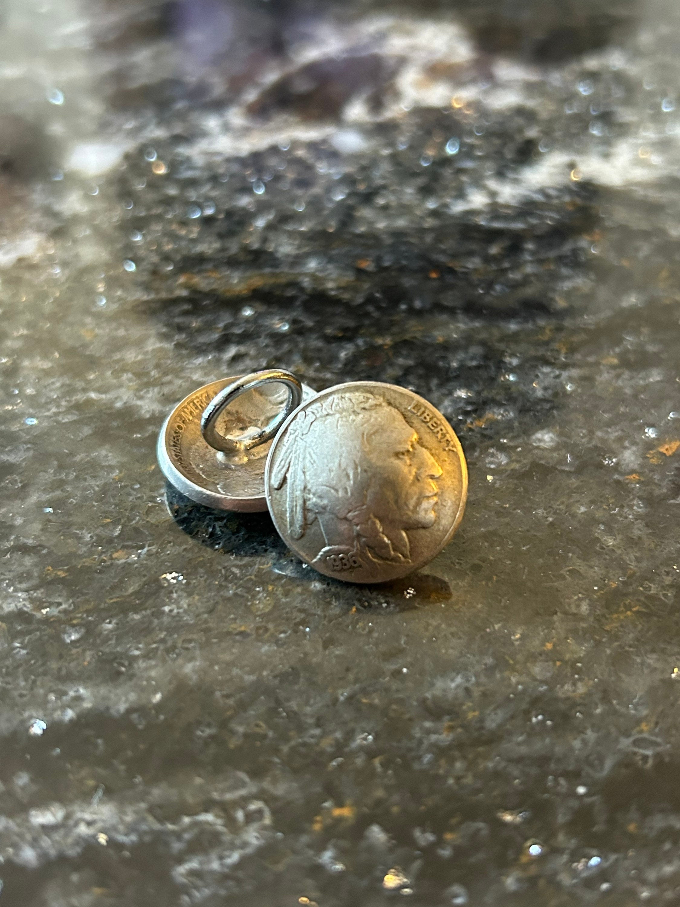 Boutons De Manchette Pièce De Monnaie Bison/Indien - Nickel, Loud Cufflinks (neufs)