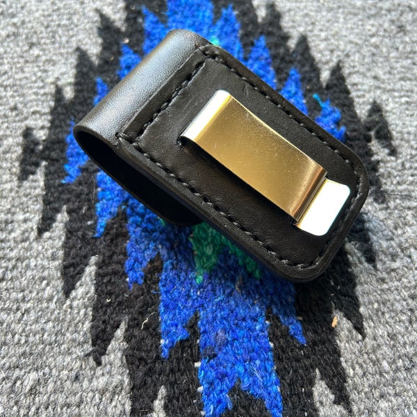 Leather Lighter Case w/ belt clip - customizable - for use with full size BIC lighter