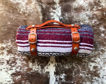 Genuine Leather BLANKET CARRIER - Yoga Mat Carrier - Buckle Closure - customizable