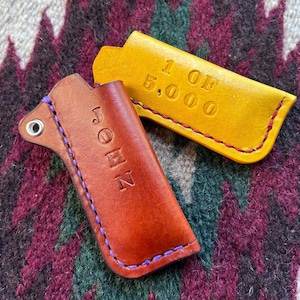 Leather LIGHTER keychain case for use with BIC lighter - lighter cover keychain handmade - customizable