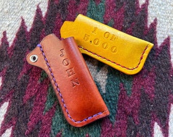 Funda de llavero de cuero para encendedor BIC - Funda de llavero para encendedor hecha a mano - personalizable