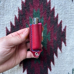 Leather Clipper Lighter Case w/ lanyard hole handmade - customizable