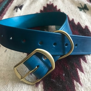 Leather Dog Collar - 1 1/2&quot; inch width - BRASS hardware - customizable