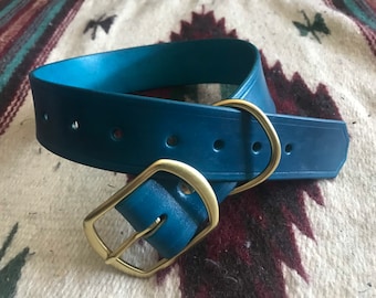 Leather Dog Collar - 1 1/2" inch width - BRASS hardware - customizable
