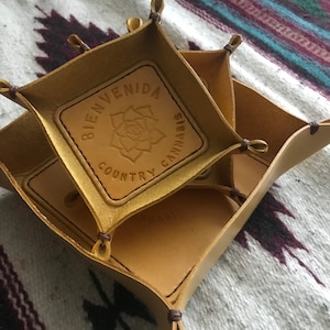 MINI VALET VASSOIO in pelle fatto a mano - catch all - portachiavi - portachiavi - sottobicchiere in pelle - personalizzabile