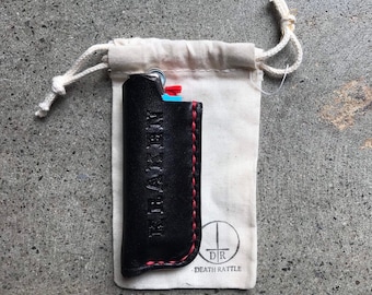 Étui à briquet en cuir à utiliser avec un briquet BIC - étui pour briquet fait main - personnalisable