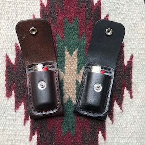 MIni Leather Belt Pouch Lighter Case for use with MINI BIC lighter - lighter cover Handmade Genuine Leather - customizable