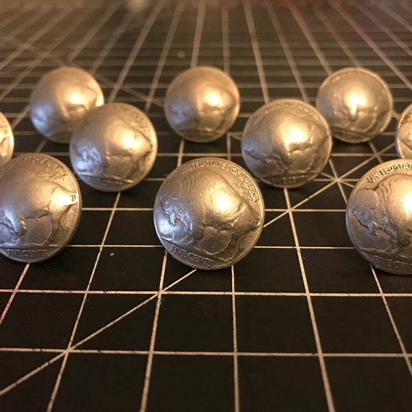 Buffalo Nickel Concho - SET OF 10 - Chicago Screwback Concho