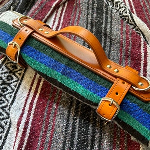Genuine Leather HEAVY DUTY Blanket Carrier - with Arm Strap - customizable