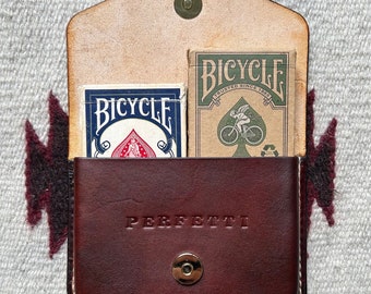 Leather 2 Deck  Playing Cards - Side by side playing card case - Customizable