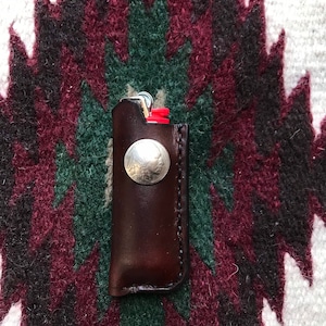 Leather LIGHTER case for use with BIC lighter - lighter cover with Buffalo Nickel handmade - customizable