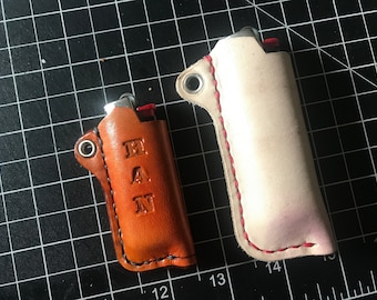 Leren MINI BIC-aanstekerhoesje voor gebruik met sleutelhangerhoes MINI Bic-aansteker, handgemaakt - aanpasbaar
