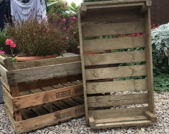 6 x CHITTING VEGETABLE TRAYS - Vintage Antique Rustic Wood Farm Tray Apple Crate Potato Bushel Box