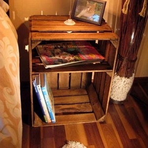 1 x BEDSIDE CABINET CRATE in Burnt wood - Wooden Apple Crates, ideal storage boxes box display crate bookshelf dresser