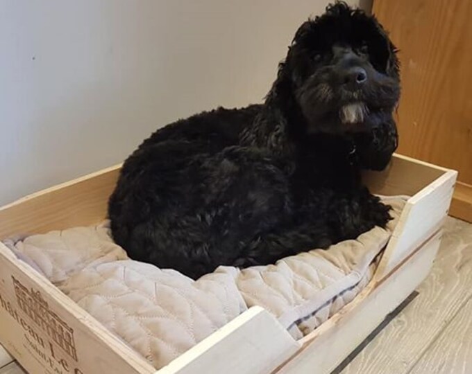 Reclaimed French wooden wine box PET BED for small dogs & cats