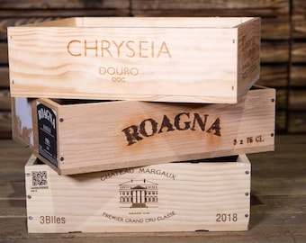 Pack of 3 - Wooden Wine Box / Crate 3 bottle size. French, Genuine, Hamper, Shabby Chic, Vintage FREE DELIVERY