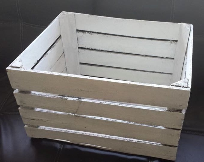 WHITE Painted European apple box fruit crate shabby chic - Ideal toy box, storage shelves, bookcase, wedding display decor, shop display