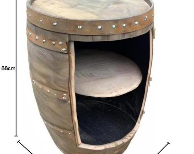 Rustic Bourbon Barrel Cask Handcrafted Drinks Cabinet / Home Bar / Man Cave