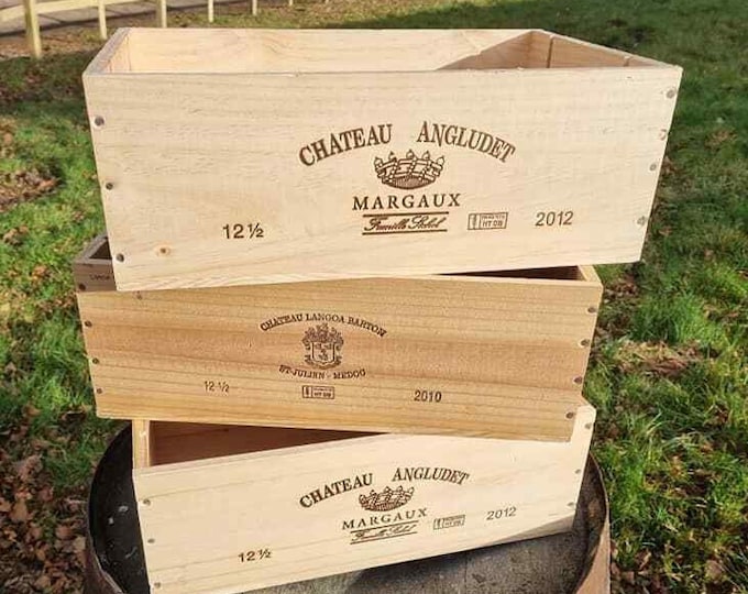 Half Sized 12 bottle Long Sided -  Traditional FRENCH WOODEN WINE  Box  / Crate / Storage unit