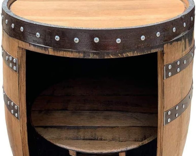 Rustic Bourbon Barrel Cask Handcrafted Drinks Cabinet / Home Bar / Man Cave
