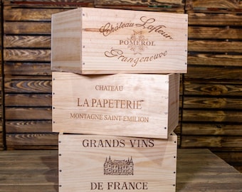 Tradizionale cassa per vino in legno francese (confezione da 3 pezzi) per 6 bottiglie