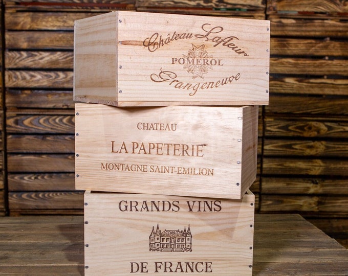 Traditional FRENCH WOODEN WINE  Box Crate Storage unit (Pack of 3 Over Runs) 6 Bottle Size