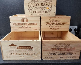 5 pack of Traditional Genuine FRENCH WOODEN WINE Boxes  / Crates / Storage unit