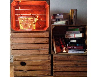 6 x vintage rustic european wooden apple crates ideal storage boxes box display crate bookshelf idea - Using Crates As Bookshelves 6 x vintage rustic european wooden apple crates ideal storage boxes box display crate bookshelf idea - Using Crates As Bookshelves