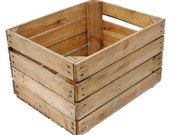 EUROPEAN APPLE CRATE - Vintage Wooden Apple Crate, Rustic Wood Box, Wedding Decor, Farmhouse Log Storage, Cottage Living, Photo Prop